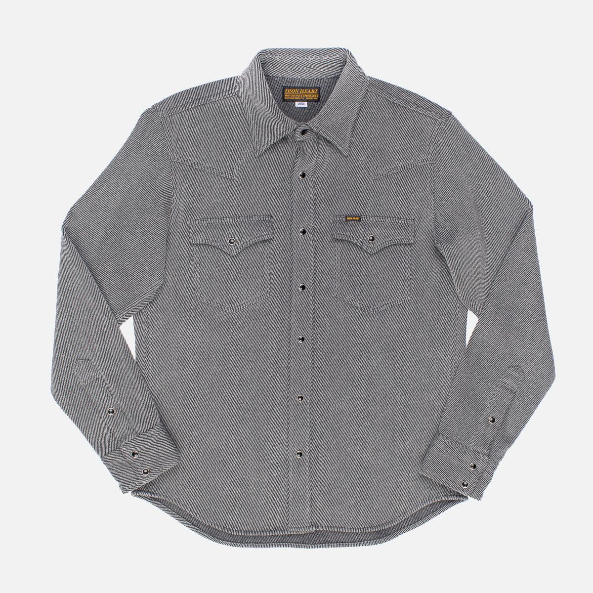 Image showing the IHSH-254 - Top Dyed Heavy Kersey Western Shirt Grey which is a Shirts described by the following info IHSALE, Iron Heart, Released, Shirts, Tops and sold on the IRON HEART GERMANY online store